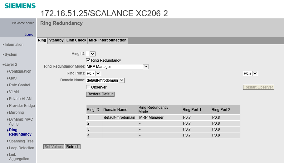 如何配置SCALANCE XC206的环网